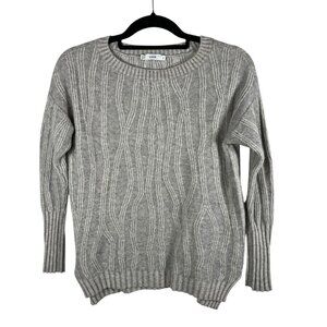 Vince Cashmere Wool Pullover Crew Neck Ribbed Geometric Sweater Light Gray Sz XS